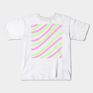 Pink green watercolor lines art Kids T-Shirt